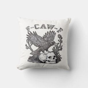 Coussin Gothic drôle F-Caw-F Humour Corbeau Essentiel Rétr