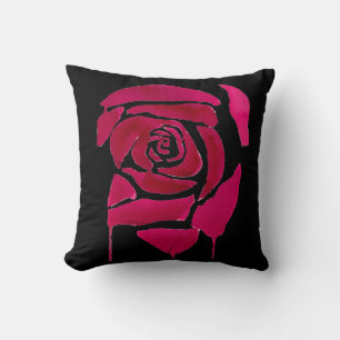 Coussin Gothique Abstrait rose original aquarelle florale