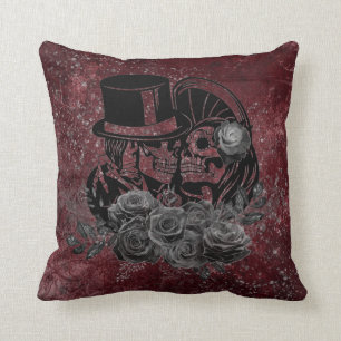 Coussin Gothique Kissing Skulls Couple Et Sang Rouge Étern