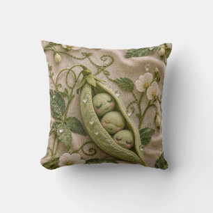 Coussin Gousse de pois vert botanique broderie endormie