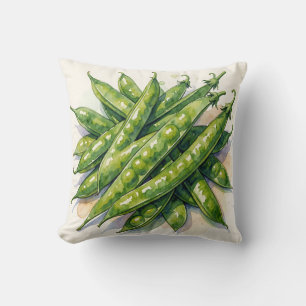 Coussin Gousses de Pois à l'Aquarelle
