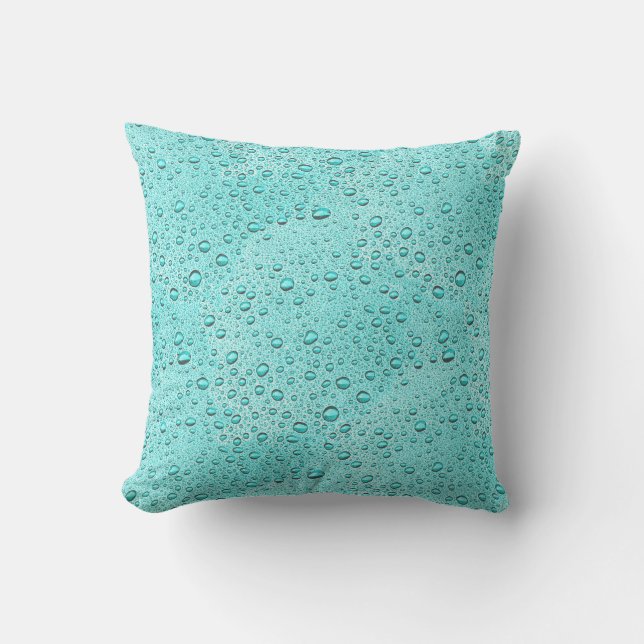 Coussin gouttelettes d'eau aquamarines (Recto)