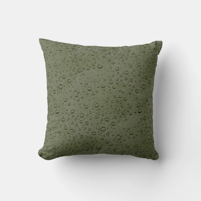 Coussin gouttelettes d'eau verte d'olive (Recto)