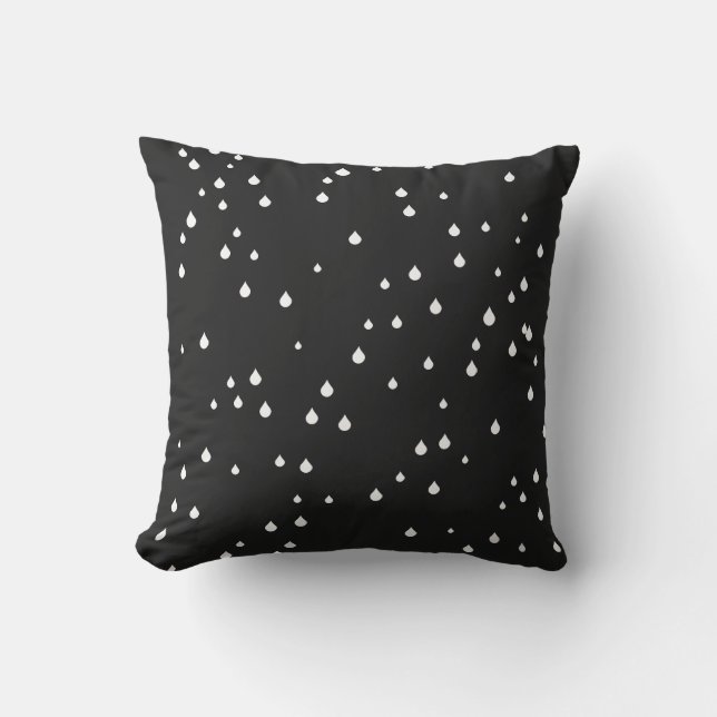Coussin gouttes blanches parsemées de noir (Recto)