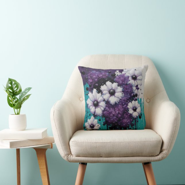Coussin Gouttes de fleurs abstraites (Chaise)