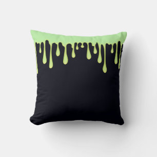 Coussin Gouttes de Glow vert qui dégoulinent Halloween 