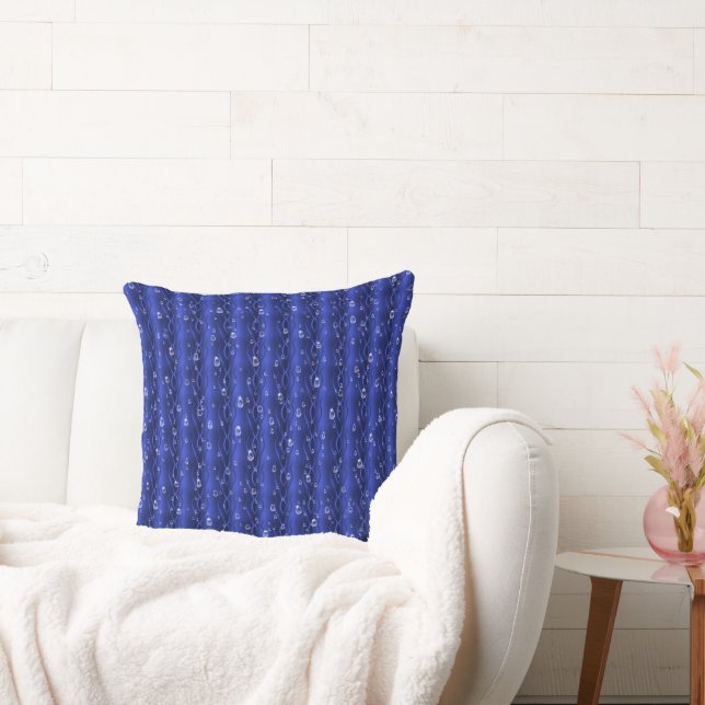 Coussin gouttes de pluie sur le métal bleu (Canapé)