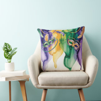 COUSSIN GOUTTES ET MASQUES A L'AQUARELLE VIOLET VERT JAUNE