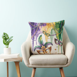 COUSSIN GOUTTES ET MASQUES A L'AQUARELLE VIOLET VERT JAUNE