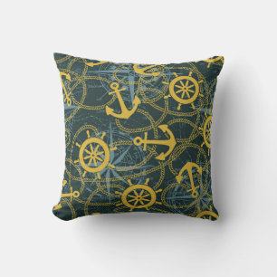 Coussin gouvernail et corde d'ancre maritime avec rose ven