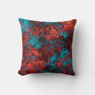 Coussin Gra en marbre daim bleu foncé orange texturé