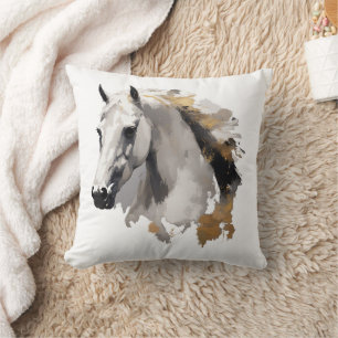 Coussin Grâce galopante Cheval blanc Art