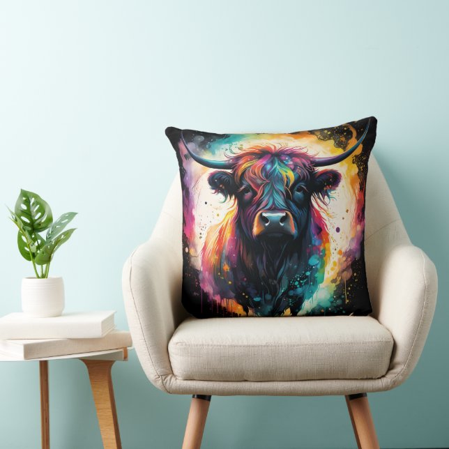 Coussin Grace Ghoost : Vache Holographique Spectrale, (Chaise)
