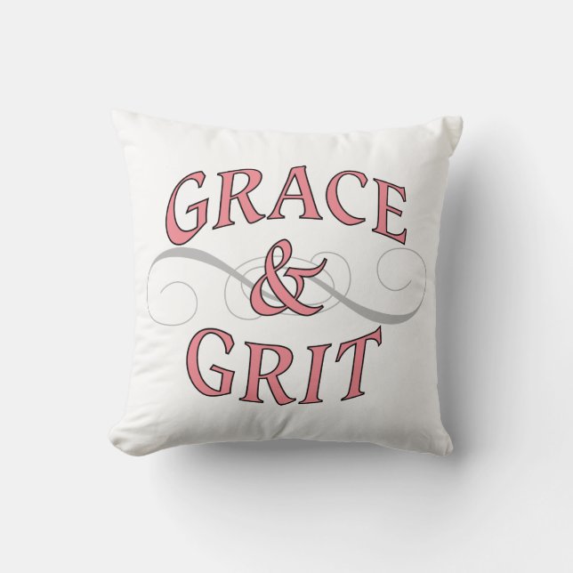 Coussin Grace & Gris en rose et gris (Recto)