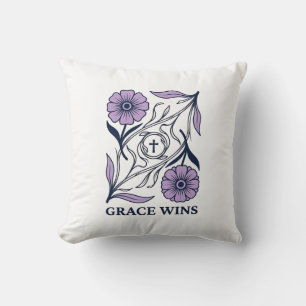Coussin Grace Wins Floral Christian Vintage Engraving Tee_