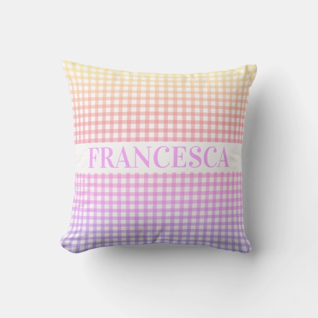 Coussin Gradient arc-en-ciel doux En vichy personnalisé (Recto)