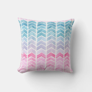 Coussin Gradient Chevron : Aquarelle Motif Herringbone.