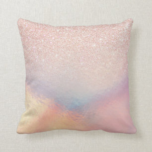 Coussin Gradient holographique de Rose Gold Glitter Irides