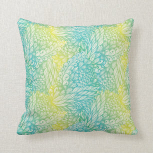 Coussin Gradient jaune et bleu vintage floral