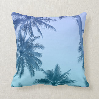 Coussin Gradient turquoise de palmiers tropicaux à la mode