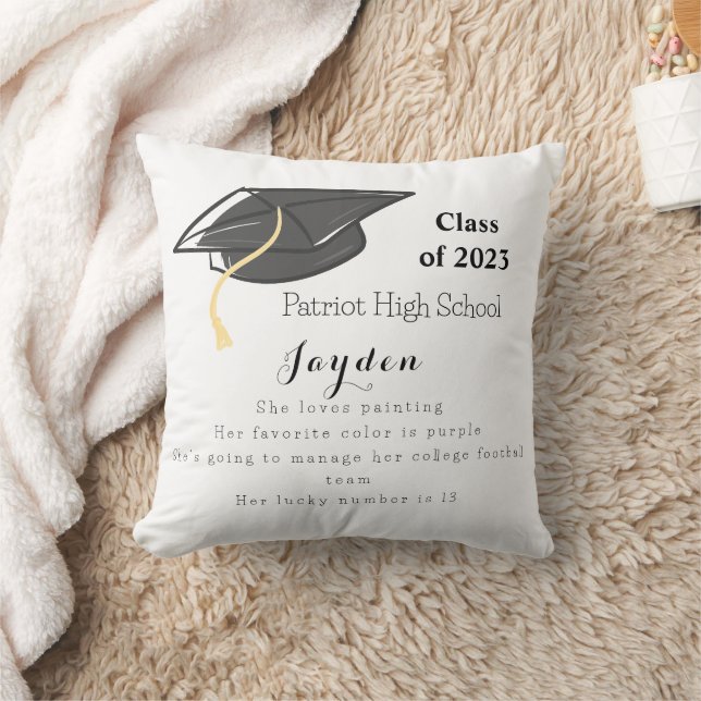 Coussin Graduation Classe de faits amusants Casquette grad (Couverture)
