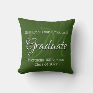 Coussin Graduation Personalized Keepsaké HALLELUJAH Green