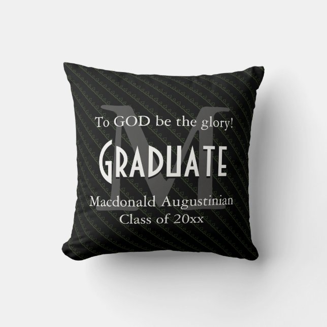Coussin Graduation Personnalisée Garde GLOIRE DIEU Noir (Recto)