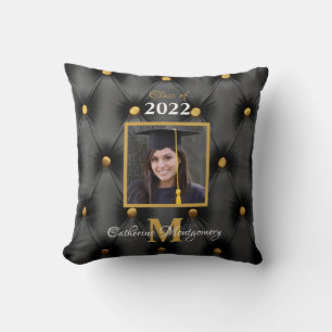 Coussin Graduation Traditionnelle Jeu tourmenté noir et or