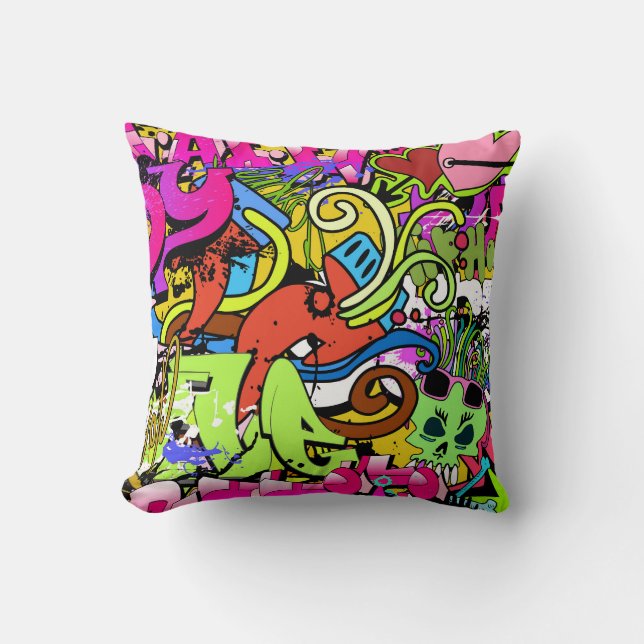 Coussin Graffiti Art : Hip-Hop Style Arrière - plan (Recto)