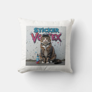 Coussin Graffiti Cool Chat urbain Style de rue Chat Art