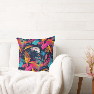 Coussin Graffiti éclaboussé de chaos vif