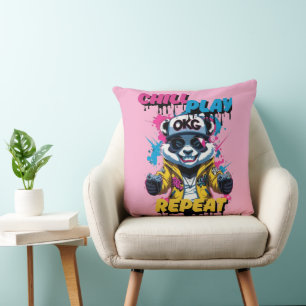 Coussin Graffiti Gamer Panda Pop