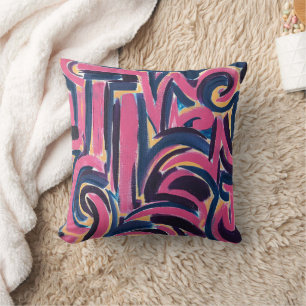 Coussin Graffiti grec ancien - Art abstrait peint à la mai
