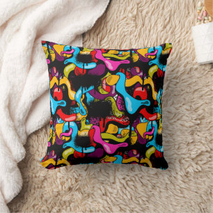 Coussin Graffiti Hip Hop Street Art néon coloré
