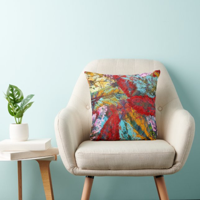 Coussin graffiti Murale Art urbain abstrait feuilles (Chaise)