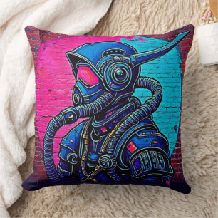 Coussin Graffiti muraux masqués en néon