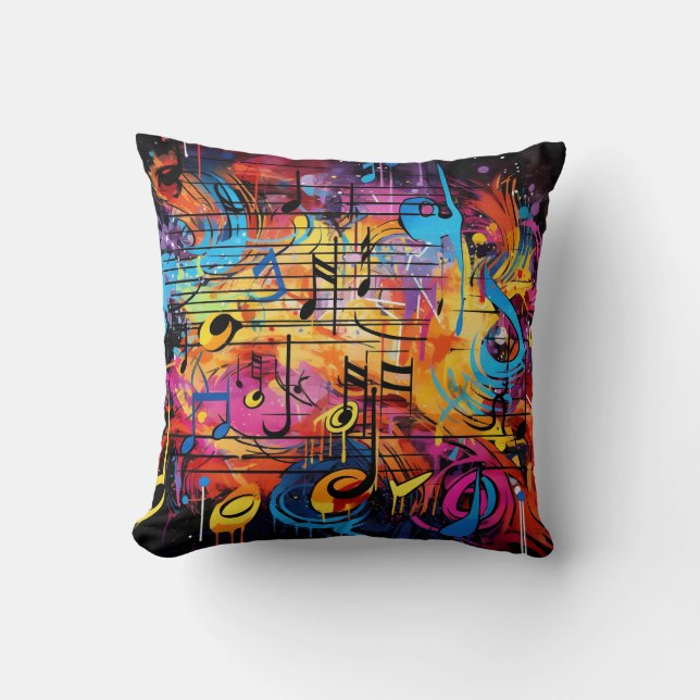 Coussin Graffiti Notes musicales Jeu d'oreiller (Recto)