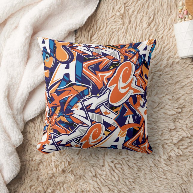 Coussin graffiti print teen abstract pattern background  (Couverture)