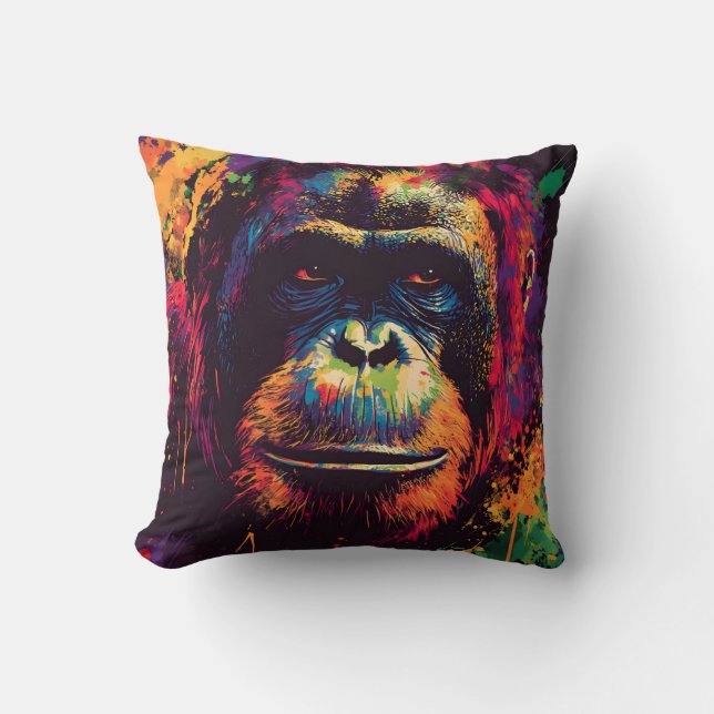 Coussin Graffiti sauvage Gorille de la jungle urbaine (Recto)