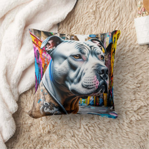 Coussin Graffiti urbain de rue de Pitbull City