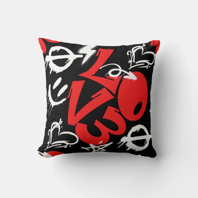 Coussin grafitti LOVE B. Black BG (Recto)