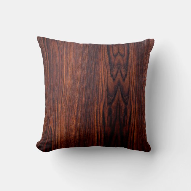 Coussin Graine de bois foncé en acajou | motif en bois bru (Recto)