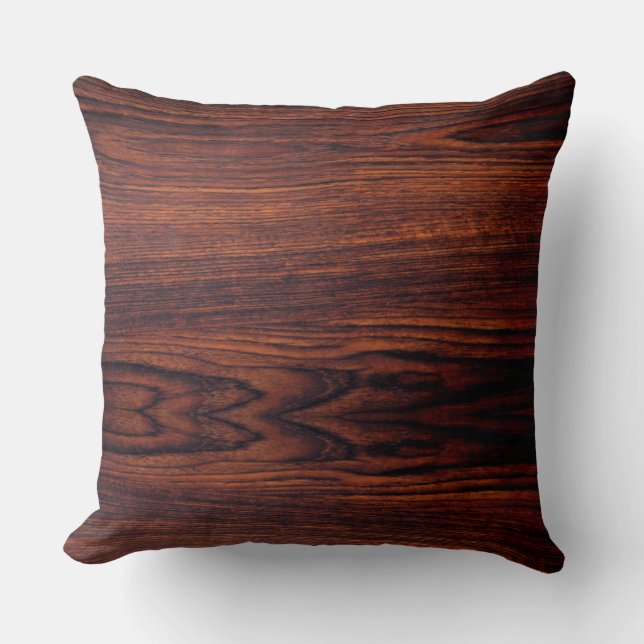 Coussin Graine de bois foncé en acajou | motif en bois bru (Recto)