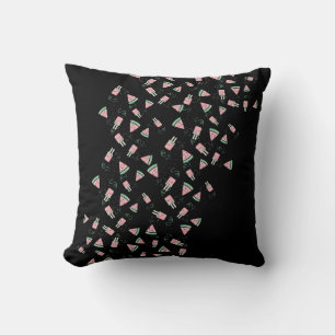 Coussin Graines de glace rose de pastèque d'été motif