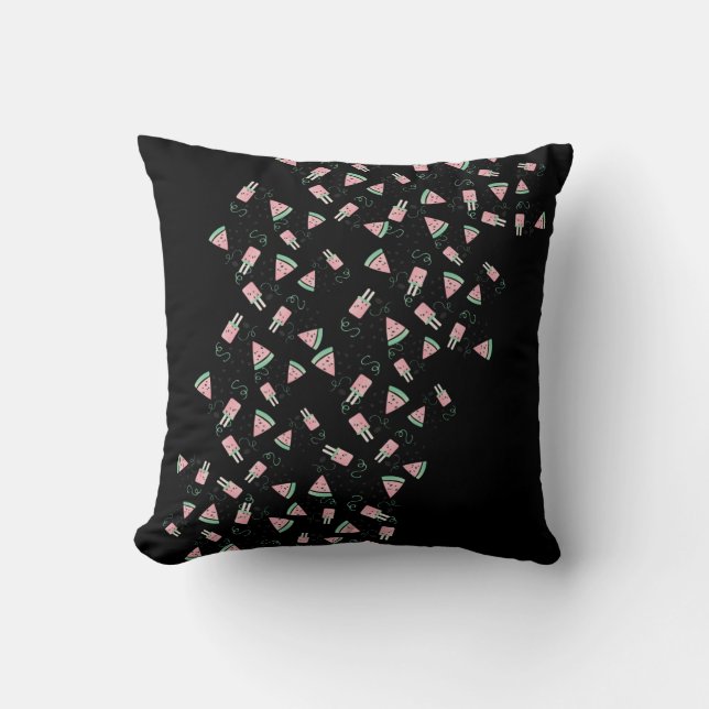 Coussin Graines de glace rose de pastèque d'été motif (Recto)