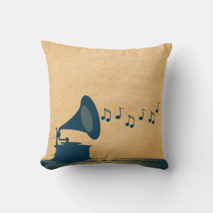 Coussin Gramophone Vintage bleu