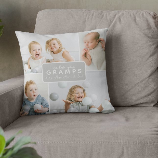 Coussin Gramps moderne 4 Photo Gris (Créateur téléchargé)