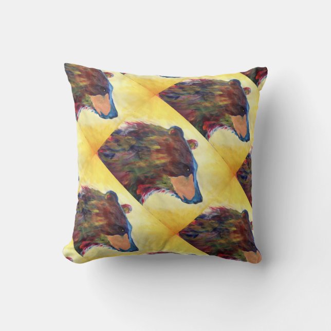 Coussin Grand art abstrait coloré d'ours (Recto)