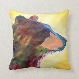 Coussin Grand art abstrait coloré d'ours