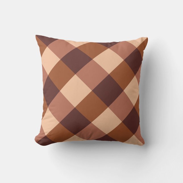 Coussin Grand Buffalo Check, cacao brun et rose boule (Recto)